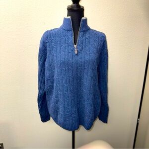 Daniele Blasi 1/4 Zip Wool Blend Sweater. Made in Italy. Navy. Size large